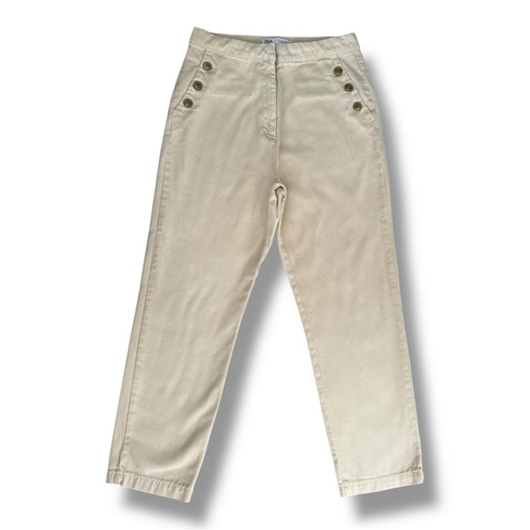 Zara Cream Textured Pants L - Picture 1 of 6